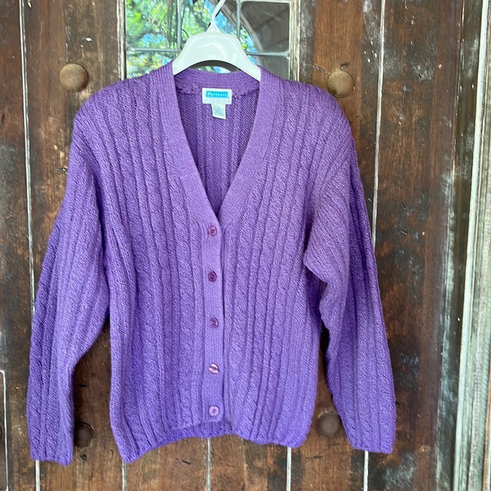 Vintage | Chunky Cable Knit V Neck Cardigan